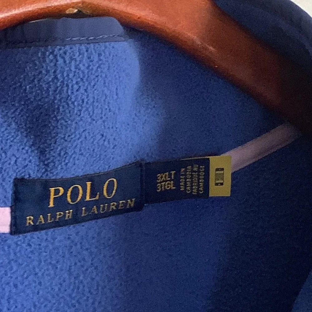 Polo Ralph Lauren Mens Blue Fleece Snap Mock Neck Pullover 3XLT Big & Tall